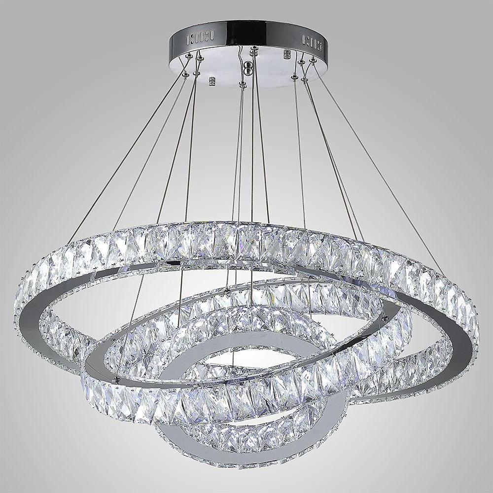 Interwoven Circle Crystal Dimmable LED Modern Chandeliers Pendant Light