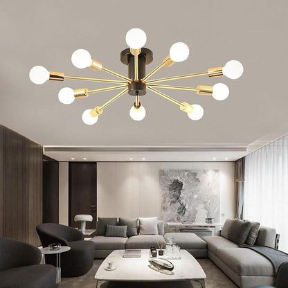 Industrial Sputnik Chandelier Geometric Gold Chandelier for Living Room