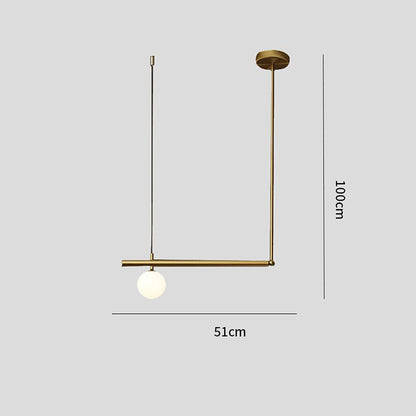 Minimalist Modern Linear Globe Pendant Lighting Copper Glass Kitchen & Dining Room Light