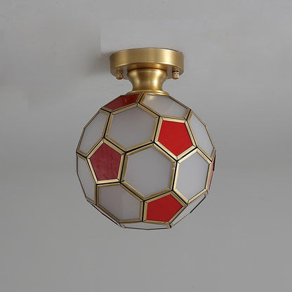 Football Electroplated Copper Glass LED Modern Ceiling Lights Flush Mount Lighting