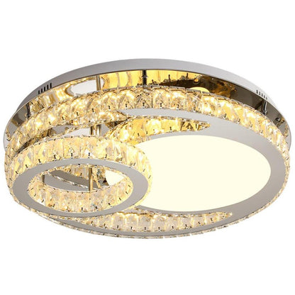 Overlapping Circles Crystal Stainless Steel Flush Mount LED Lights Bedroom Ceiling Lights