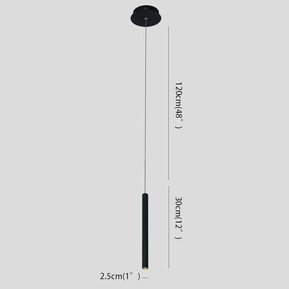 Thin Stick Shaped Black Pendant Light with Downlight Integrated LED Light