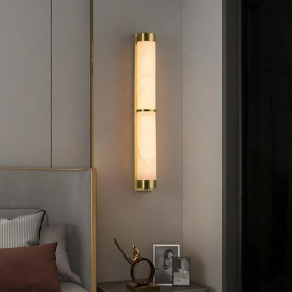 23" Natural Marble & Brass Wall Light