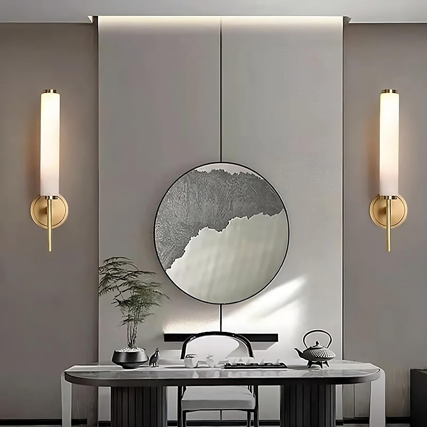 Natural Marble & Copper Wall Sconce