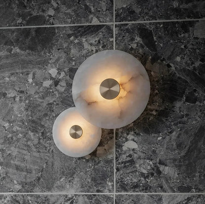 Moonshade Natural Marble Disc Wall Sconce