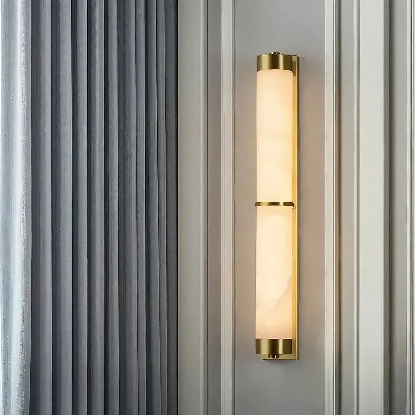 23" Natural Marble & Brass Wall Light