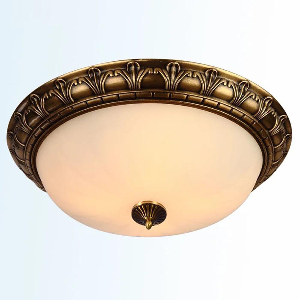 Antique Flush Mount Ceiling Light Vintage Bronze & Frosted Glass Light Fixture