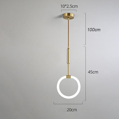 Circle LED Gold Modern Pendant Light Hanging Lamp Island Lights Chandelier