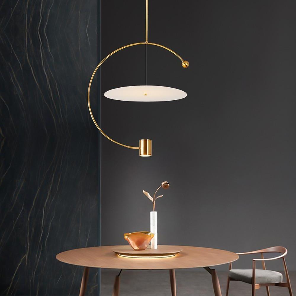 Electroplated Metal Semi Circular LED Gold Nordic Pendant Lighting