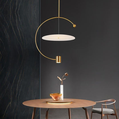 Electroplated Metal Semi Circular LED Gold Nordic Pendant Lighting