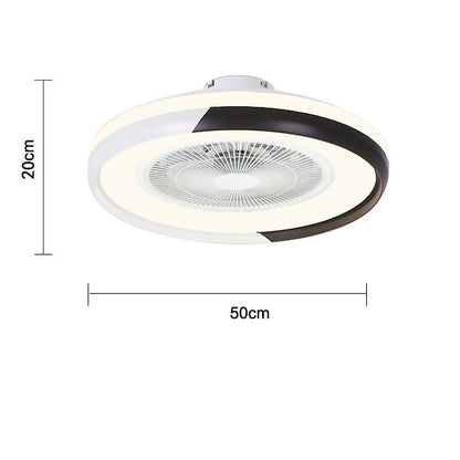 Circular Dimmable Flush Mount Bladeless Ceiling Fan with Light and Remote