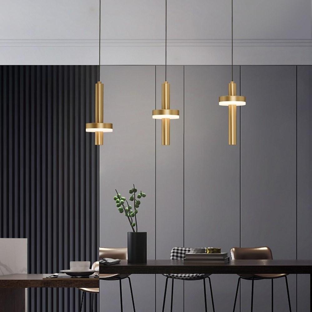 Circle Cylinder LED Gold Nordic Pendant Light Hanging Lamp Island Lights