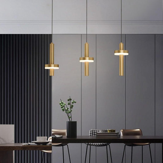 Circle Cylinder LED Gold Nordic Pendant Light Hanging Lamp Island Lights