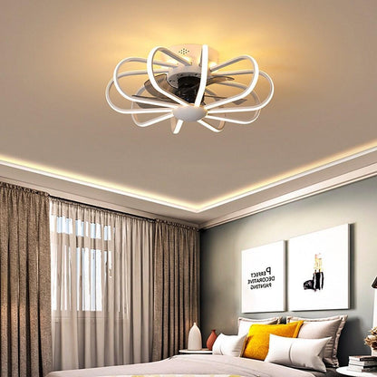 5 Blade Modern Ceiling Fans With Surrounding Exterior LED Lights