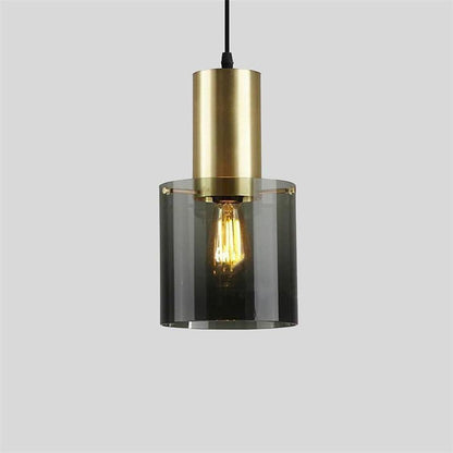 Modernist Cylindrical Glass Pendant Lighting Industrial Pendant Lighting Metal