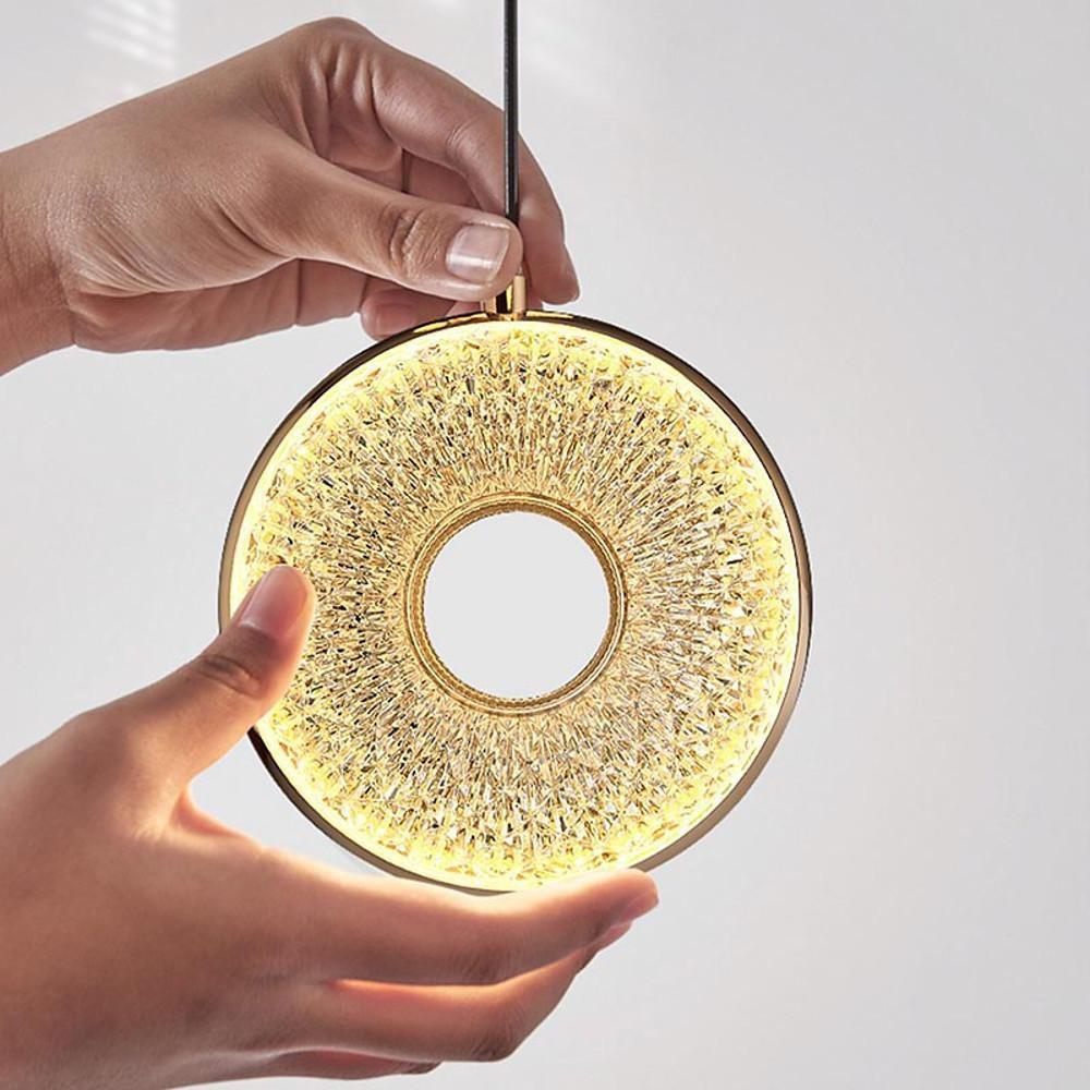 Circle Shaped Electroplated Acrylic Metal LED Modern Pendant Lighting