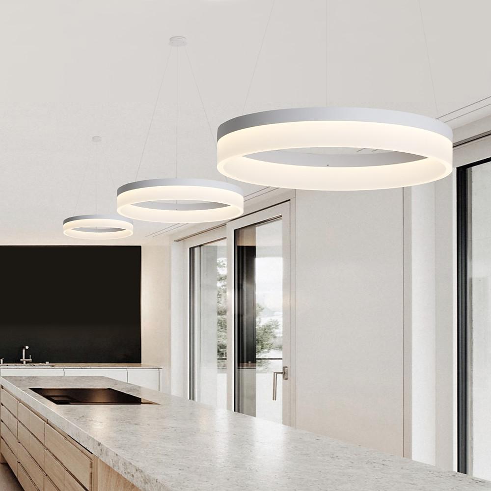 Circular Contemporary Pendant Lighting Aluminum Acrylic LED Kitchen Dining Room Lighting Ceiling Light