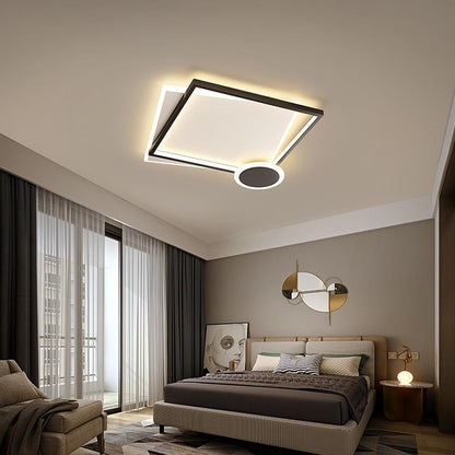 Squares Circle Metal Offset Flush Mount Light LED Bedroom Ceiling Lights