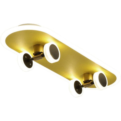 Cartoon Skateboard-shaped Dimmable LED Gold Modern Ceiling Lights