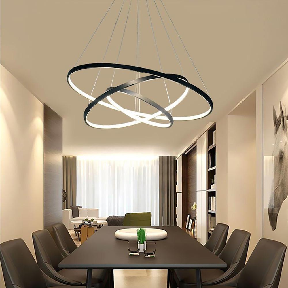 3 Ring Intterweaved Circle Design Pendant Lighting Aluminum Acrylic LED Ceiling Light