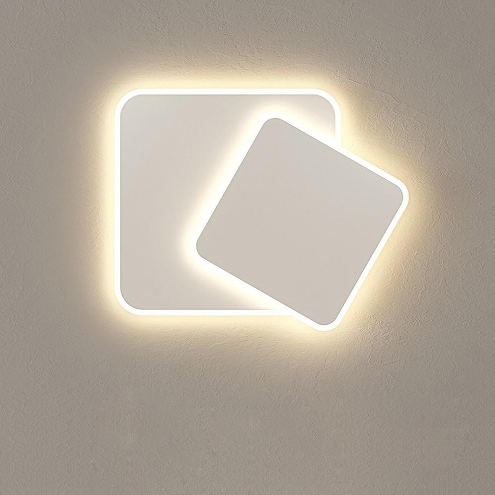 2-Light White Square LED Flush Mount Ceiling Light for Bedroom