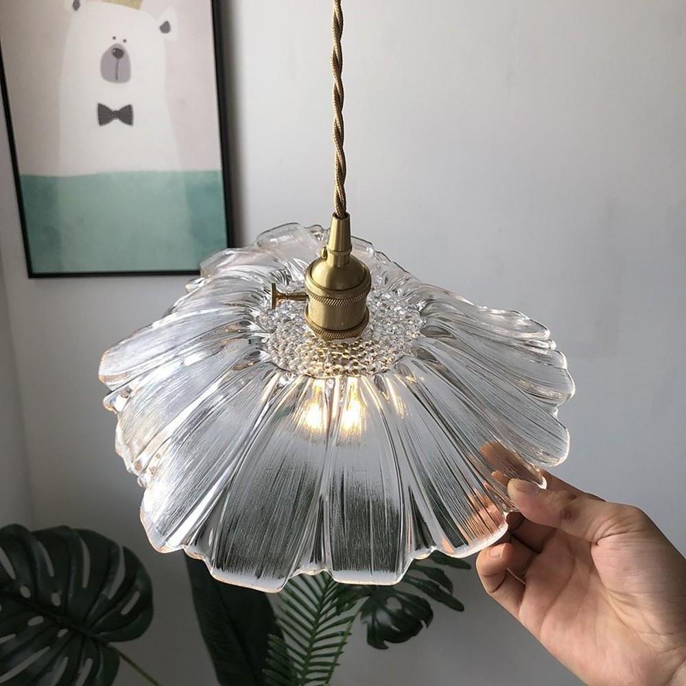 Flower Shape Glass Electroplated LED Nordic Pendant Light Chandeliers