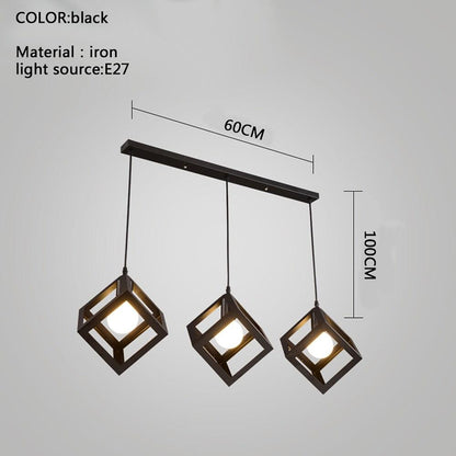 Geometric LED Adjustable Black Vintage Pendant Lighting Chandelier