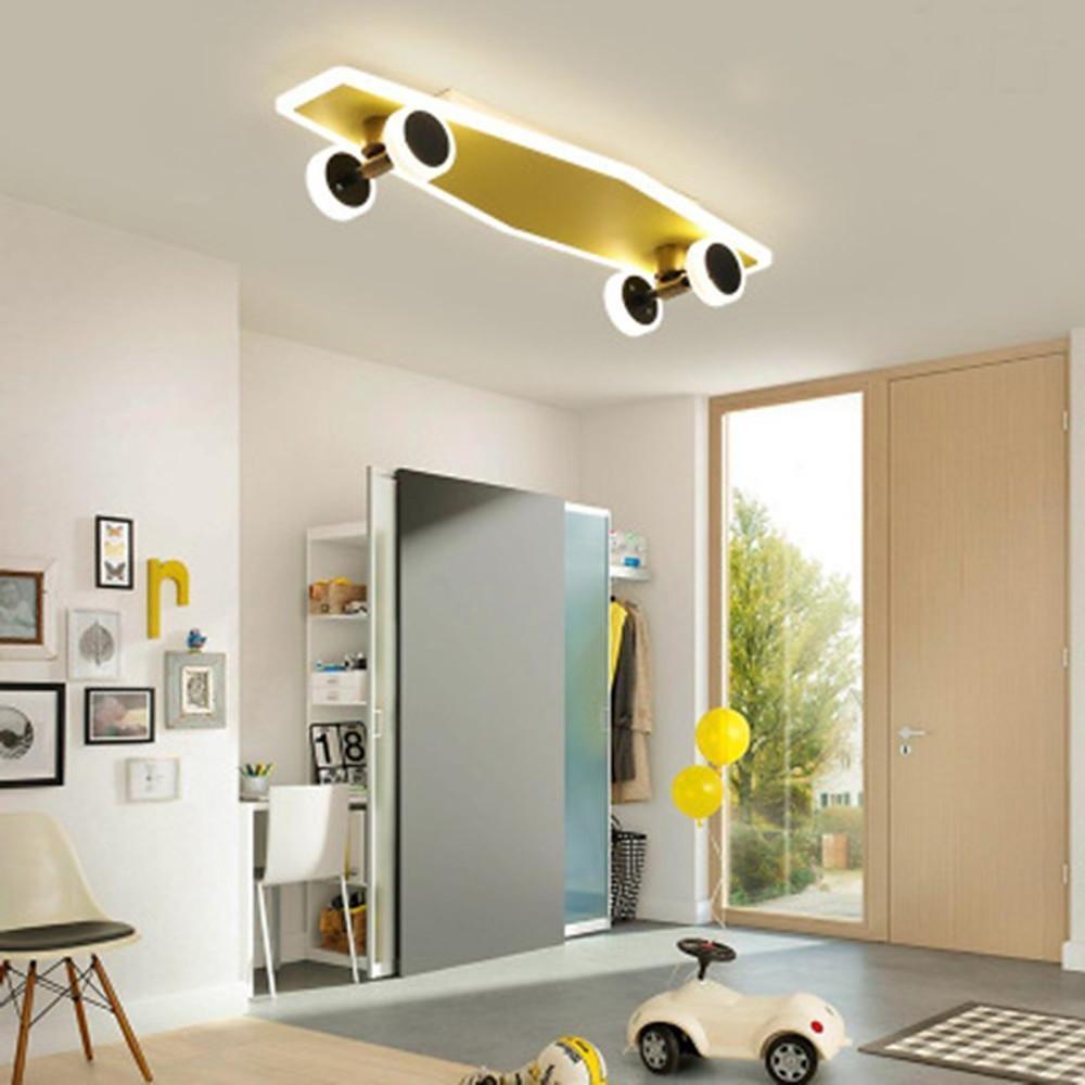 Cartoon Skateboard-shaped Dimmable LED Gold Modern Ceiling Lights