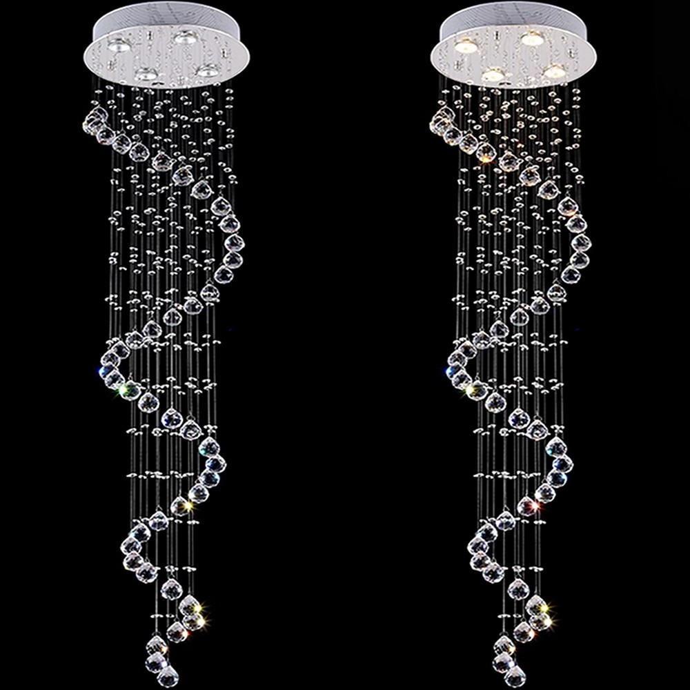 Multi Spiral Contemporary Metal Crystal Living Room Chandelier Light Fixtures