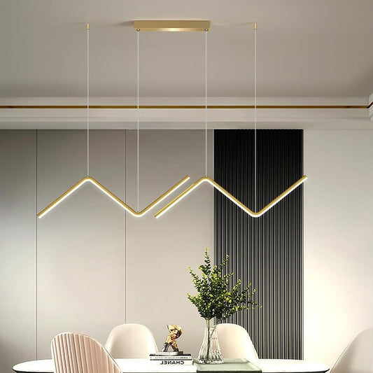 LED 2- Light Line Design Dimmable Pendant Light Modern Wave Shaped Kitchen Lighting Dining Room Lighting Nordic Minimalist Island Lights