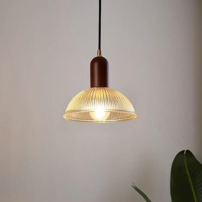 Country Glass Bamboo Wood Pendant Lighting Bowl Vintage Pendant Lighting