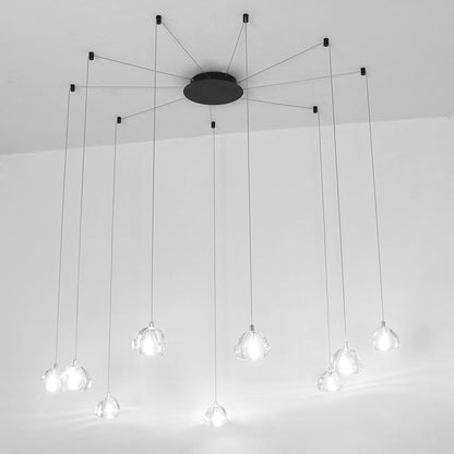 Contemporary Cluster Design Raindrop Chandelier Metal Crystal Ceiling Light