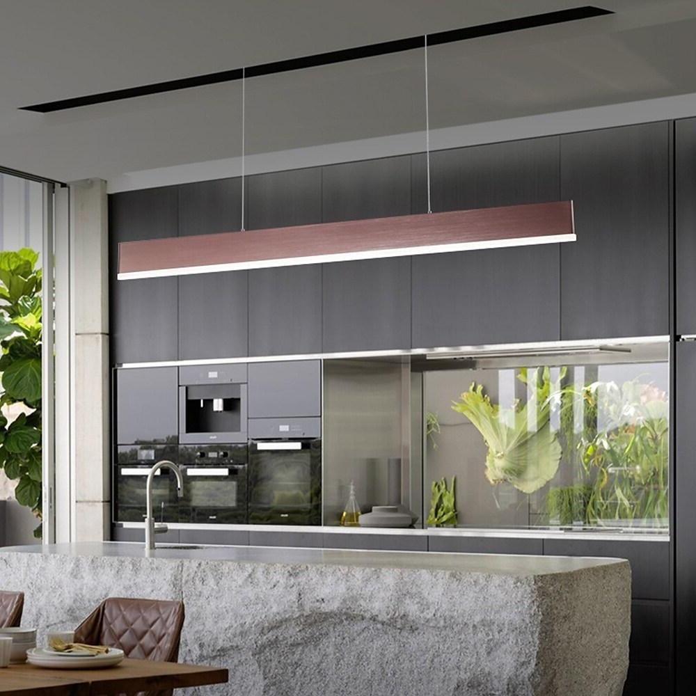 Aluminum Minimalist Ceiling Hanging Fixture Modern Linear LED Pendant Lights For Kitchen Island