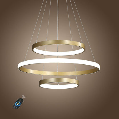 Circles Dimmable LED Adjustable Gold Contemporary Chandeliers Island Lights