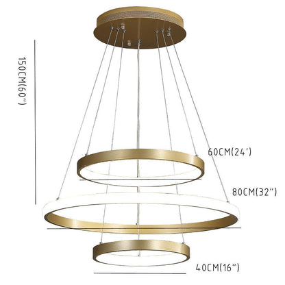 3-ring Dimmable Contemporary Gold LED Chandelier Light Dining Room Chandeliers Lamp