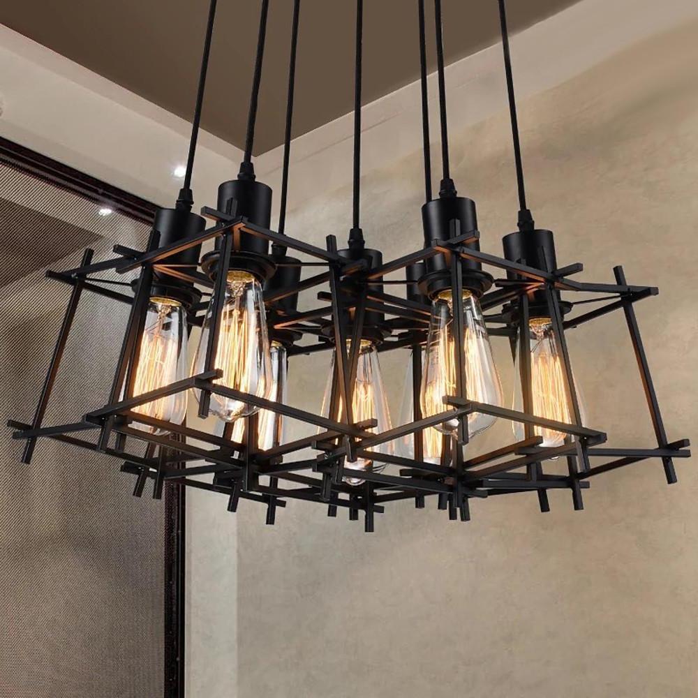 Vintage Metal Wire Lantern Design Black Industrial Pendant Lighting