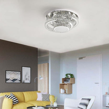 Gradated Flush Mount Ceiling Light Industrial Acrylic Stainless Steel LED Light