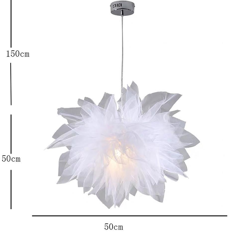 20'' Fabric Flower Design Electroplated Metal LED Modern Pendant Lights