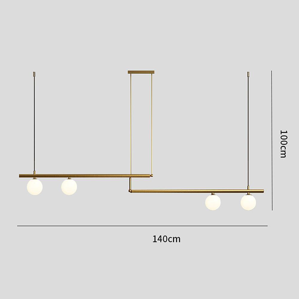 Minimalist Modern Linear Globe Pendant Lighting Copper Glass Kitchen & Dining Room Light