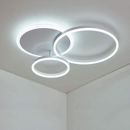 26'' LED Artistic Flush Mount Ceiling Light with Luxury 3 Ring for Bedroom