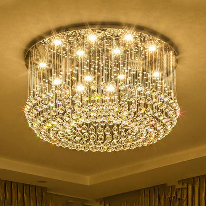 Glass-cicles Crystal LED Chandelier Drum Flush Mount Chandelier