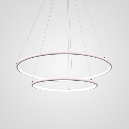 Modern LED Chandelier Minimalist 2-Ring Geometric Lights with Adjustable Height