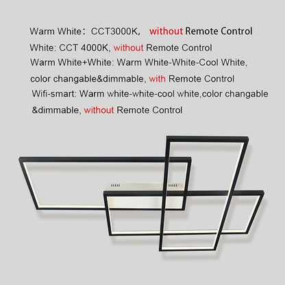 Overlapping Rectangles Aluminum Geometric Style Flush Mount Lighting LED Ceiling Light