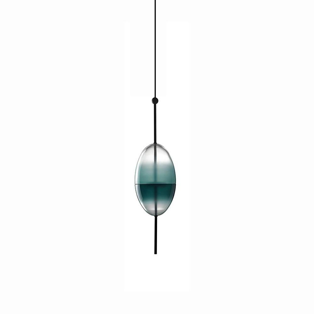 1 Bulb Gradient Blue Glass Pendant Light Modern Industrial Pendant Lamp