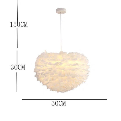 Novelty Modern Feather Design Pink Chandelier Metal Ceiling Light