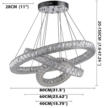 Interwoven Circle Crystal Dimmable LED Modern Chandeliers Pendant Light