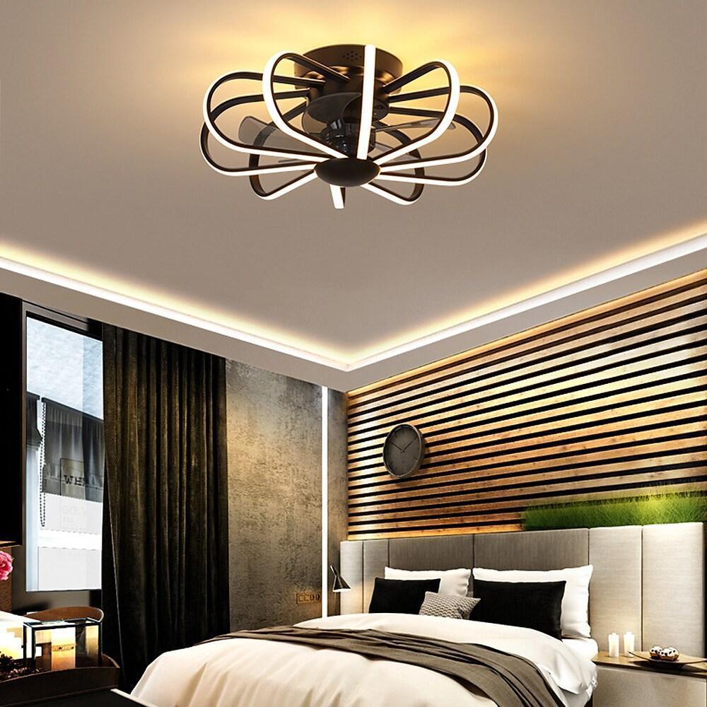 5 Blade Modern Ceiling Fans With Surrounding Exterior LED Lights