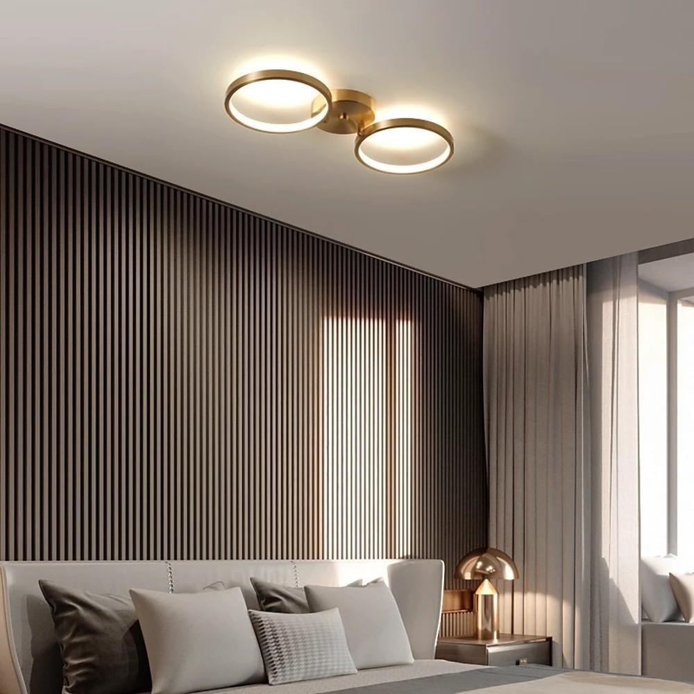 3-light Circular Copper LED Modern Flush Mount Lighting Ceiling Lights