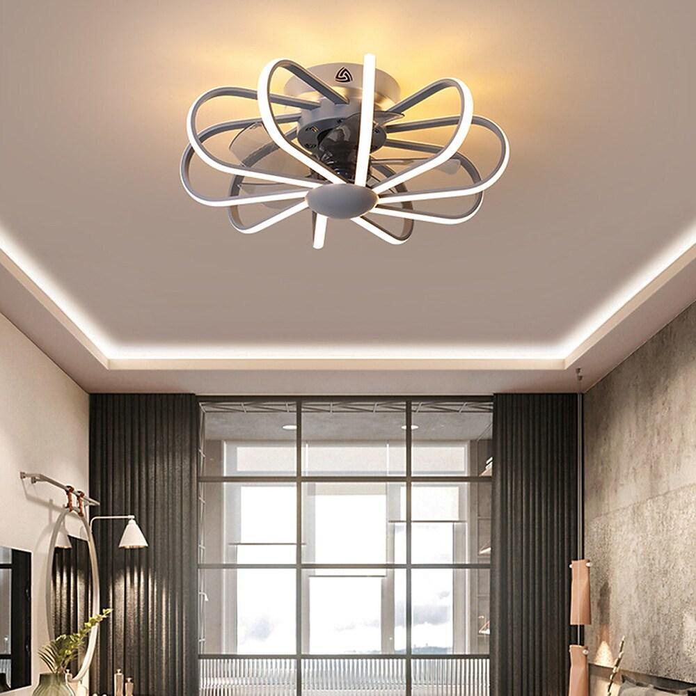 5 Blade Modern Ceiling Fans With Surrounding Exterior LED Lights