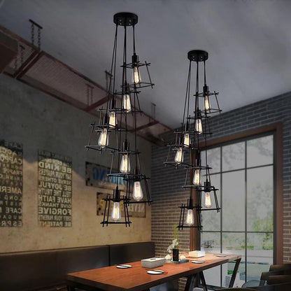 Vintage Metal Wire Lantern Design Black Industrial Pendant Lighting